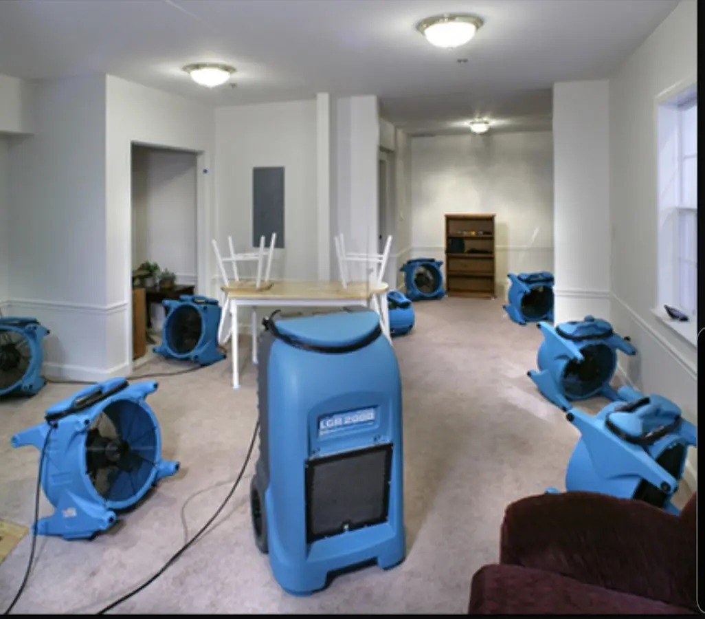 Air movers and dehumidifier setup for Water Extraction & Removal in Greer